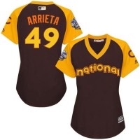 Chicago Cubs #49 Jake Arrieta Brown 2016 All-Star National League Women's Stitched MLB Jersey