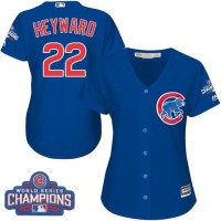 Chicago Cubs #22 Jason Heyward Blue Alternate 2016 World Series Champions Women's Stitched MLB Jersey
