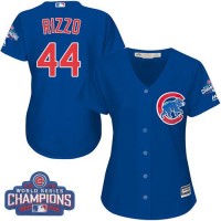 Chicago Cubs #44 Anthony Rizzo Blue Alternate 2016 World Series Champions Women's Stitched MLB Jersey