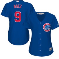Chicago Cubs #9 Javier Baez Blue Alternate Women's Stitched MLB Jersey