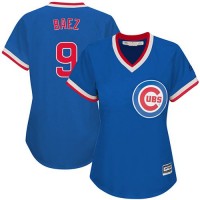 Chicago Cubs #9 Javier Baez Blue Cooperstown Women's Stitched MLB Jersey