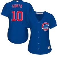 Chicago Cubs #10 Ron Santo Blue Alternate Women's Stitched MLB Jersey