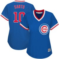 Chicago Cubs #10 Ron Santo Blue Cooperstown Women's Stitched MLB Jersey
