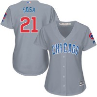 Chicago Cubs #21 Sammy Sosa Grey Road Women's Stitched MLB Jersey