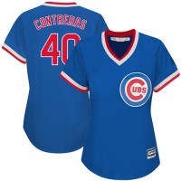 Chicago Cubs #40 Willson Contreras Blue Cooperstown Women's Stitched MLB Jersey