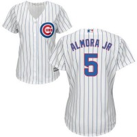 Chicago Cubs #5 Albert Almora Jr. White(Blue Strip) Home Women's Stitched MLB Jersey
