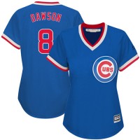 Chicago Cubs #8 Andre Dawson Blue Cooperstown Women's Stitched MLB Jersey