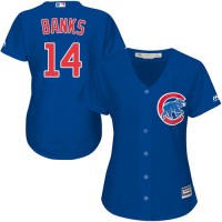 Chicago Cubs #14 Ernie Banks Blue Alternate Women's Stitched MLB Jersey