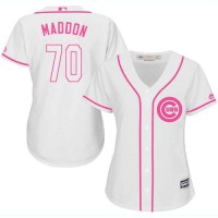 Chicago Cubs #70 Joe Maddon White/Pink Fashion Women's Stitched MLB Jersey