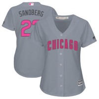 Chicago Cubs #23 Ryne Sandberg Grey Mother's Day Cool Base Women's Stitched MLB Jersey