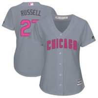 Chicago Cubs #27 Addison Russell Grey Mother's Day Cool Base Women's Stitched MLB Jersey