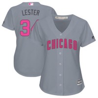 Chicago Cubs #34 Jon Lester Grey Mother's Day Cool Base Women's Stitched MLB Jersey