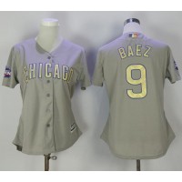 Chicago Cubs #9 Javier Baez Grey 2017 Gold Program Cool Base Women's Stitched MLB Jersey