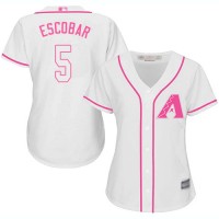 Arizona Diamondbacks #5 Eduardo Escobar White/Pink Fashion Women's Stitched MLB Jersey