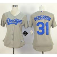 Los Angeles Dodgers #31 Joc Pederson Grey Alternate Road Women's Stitched MLB Jersey