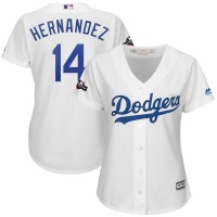 Los Angeles Los Angeles Dodgers #14 Enrique Hernandez Majestic Women's 2019 Postseason Home Official Cool Base Player Jersey White
