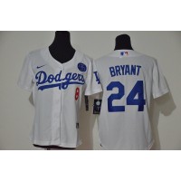 Los Angeles Los Angeles Dodgers #8 #24 Kobe Bryant Women Nike White Cool Base 2020 KB Patch MLB Jersey