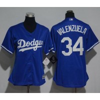 Los Angeles Dodgers #34 Fernando Valenzuela Blue Women's Fashion Stitched MLB Jersey