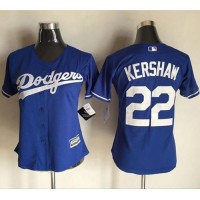 Los Angeles Dodgers #22 Clayton Kershaw Blue Women's Alternate Stitched MLB Jersey