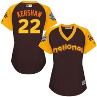 Los Angeles Dodgers #22 Clayton Kershaw Brown 2016 All-Star National League Women's Stitched MLB Jersey
