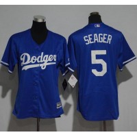 Los Angeles Dodgers #5 Corey Seager Blue Alternate Women's Stitched MLB Jersey