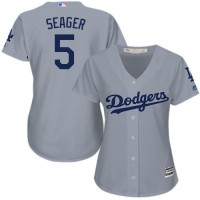 Los Angeles Dodgers #5 Corey Seager Grey Alternate Road Women's Stitched MLB Jersey