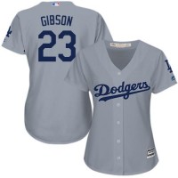 Los Angeles Dodgers #23 Kirk Gibson Grey Alternate Road Women's Stitched MLB Jersey