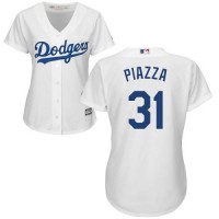 Los Angeles Dodgers #31 Mike Piazza White Home Women's Stitched MLB Jersey