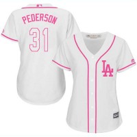 Los Angeles Dodgers #31 Joc Pederson White/Pink Fashion Women's Stitched MLB Jersey