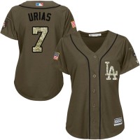 Los Angeles Dodgers #7 Julio Urias Green Salute to Service Women's Stitched MLB Jersey