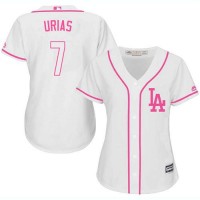 Los Angeles Dodgers #7 Julio Urias White/Pink Fashion Women's Stitched MLB Jersey