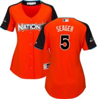 Los Angeles Dodgers #5 Corey Seager Orange 2017 All-Star National League Women's Stitched MLB Jersey