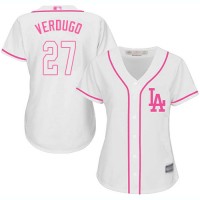 Los Angeles Dodgers #27 Alex Verdugo White/Pink Fashion Women's Stitched MLB Jersey