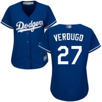 Los Angeles Dodgers #27 Alex Verdugo Blue Alternate Women's Stitched MLB Jersey