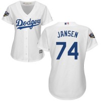 Los Angeles Dodgers #74 Kenley Jansen White Home 2018 World Series Women's Stitched MLB Jersey