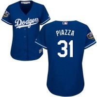 Los Angeles Dodgers #31 Mike Piazza Blue Alternate 2018 World Series Women's Stitched MLB Jersey