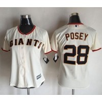 San Francisco Giants #28 Buster Posey Cream Women's Home Stitched MLB Jersey