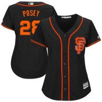 San Francisco Giants #28 Buster Posey Black Women's Alternate Stitched MLB Jersey