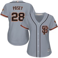 San Francisco Giants #28 Buster Posey Grey Road 2 Women's Stitched MLB Jersey