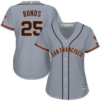 San Francisco Giants #25 Barry Bonds Grey Road Women's Stitched MLB Jersey