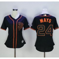 San Francisco Giants #24 Willie Mays Black Alternate Women's Stitched MLB Jersey