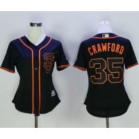 San Francisco Giants #35 Brandon Crawford Black Alternate Women's Stitched MLB Jersey