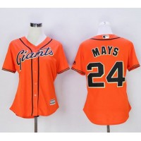 San Francisco Giants #24 Willie Mays Orange Women's Alternate Stitched MLB Jersey