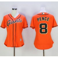 San Francisco Giants #8 Hunter Pence Orange Women's Alternate Stitched MLB Jersey
