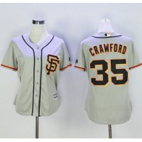 San Francisco Giants #35 Brandon Crawford Grey Women's Road 2 Stitched MLB Jersey