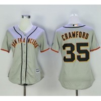 San Francisco Giants #35 Brandon Crawford Grey Women's Road Stitched MLB Jersey