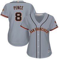 San Francisco Giants #8 Hunter Pence Grey Road Women's Stitched MLB Jersey