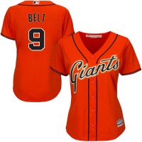 San Francisco Giants #9 Brandon Belt Orange Alternate Women's Stitched MLB Jersey