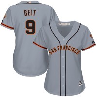 San Francisco Giants #9 Brandon Belt Grey Road Women's Stitched MLB Jersey