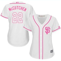 San Francisco Giants #22 Andrew McCutchen White/Pink Fashion Women's Stitched MLB Jersey